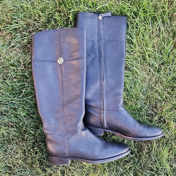 Tory Burch Black genuine Leather Riding Boots Size 7.5 - Picture 11 of 12
